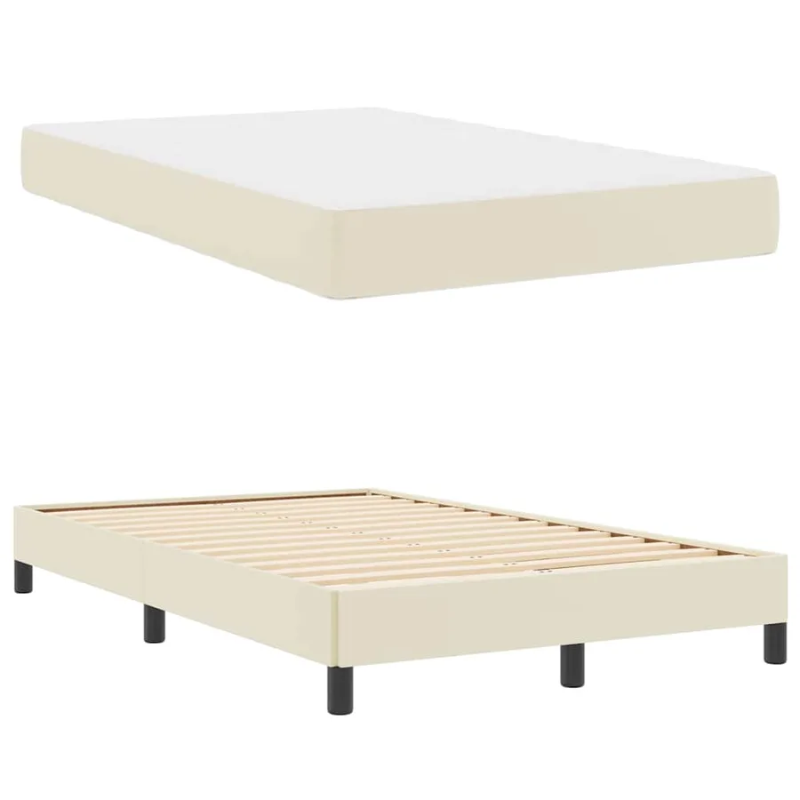 Cadre de lit avec matelas Crème 120 x 200 cm tissu - 6