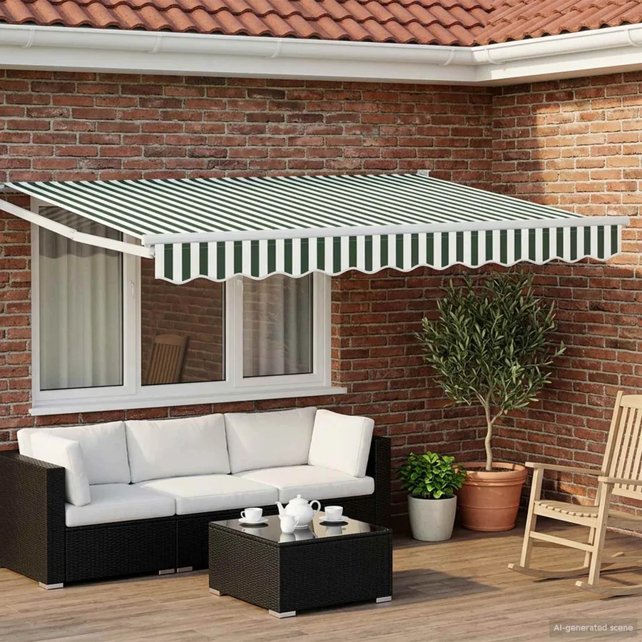 Auvent rétractable électrique Vert et blanc 3 x 2,5 m