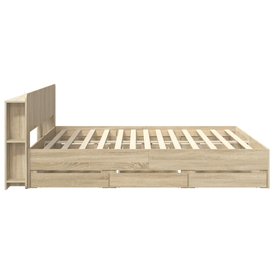 Cadre de lit avec rangement Chêne Sonoma 200 x 200 cm - 5
