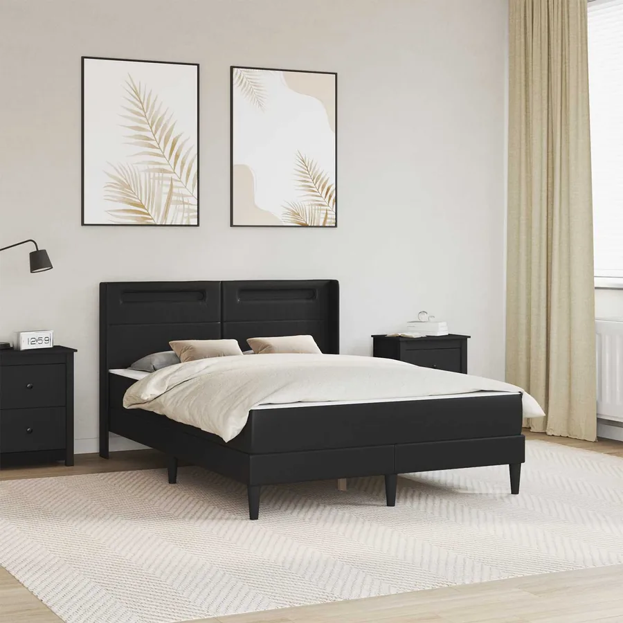 Cadre de lit avec matelas Noir 120 x 190 cm Simili cuir