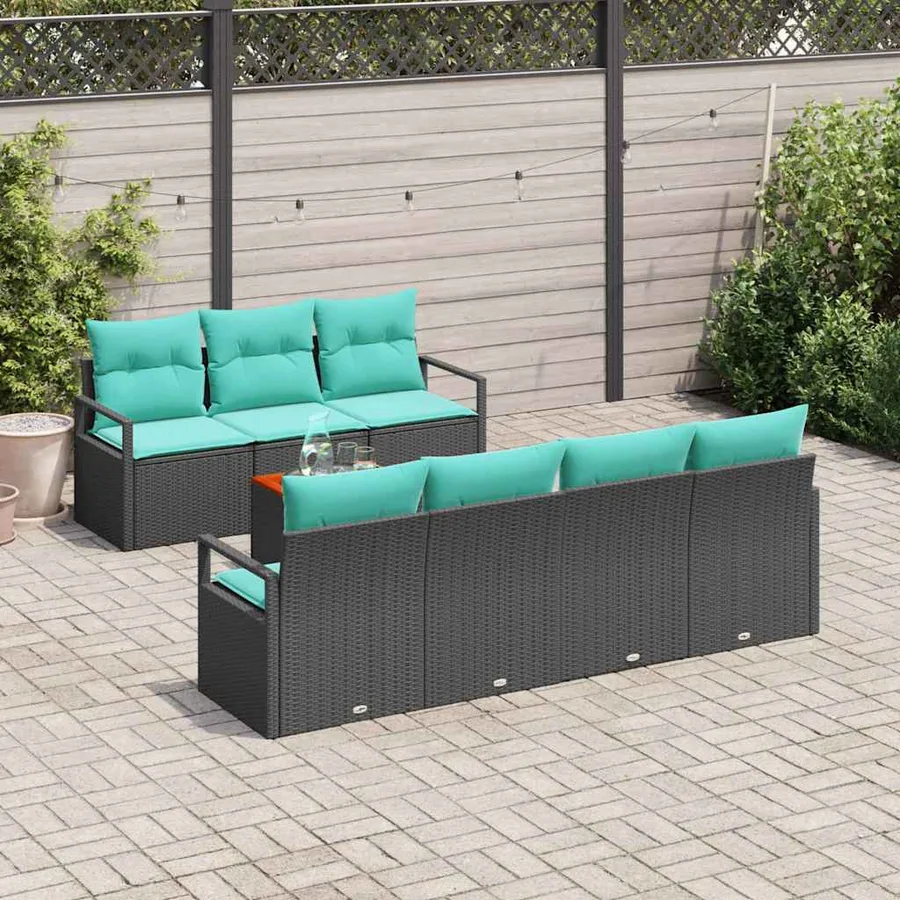 Ensemble de canapé de jardin avec coussin 8 pcs Noir polyrotin - 3