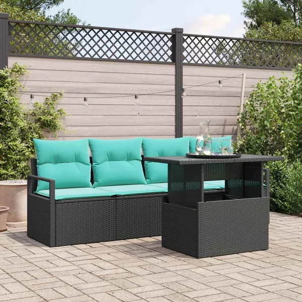 Ensemble de canapé de jardin avec stockage 5 pcs Noir polyrotin