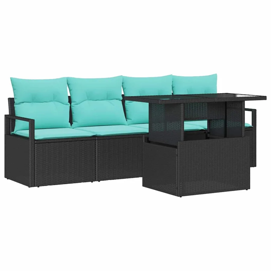Ensemble de canapé de jardin avec stockage 5 pcs Noir polyrotin - 2