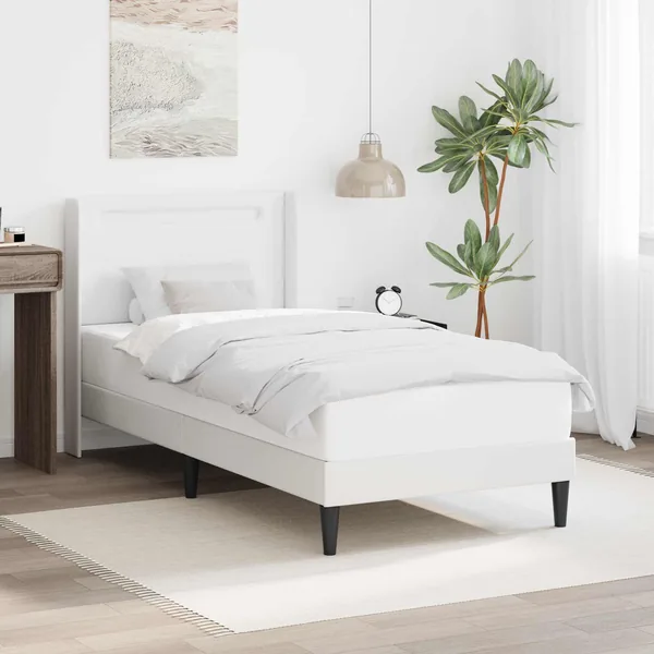 Cadre de lit avec bandes LED Blanc 90 x 190 cm Simili cuir