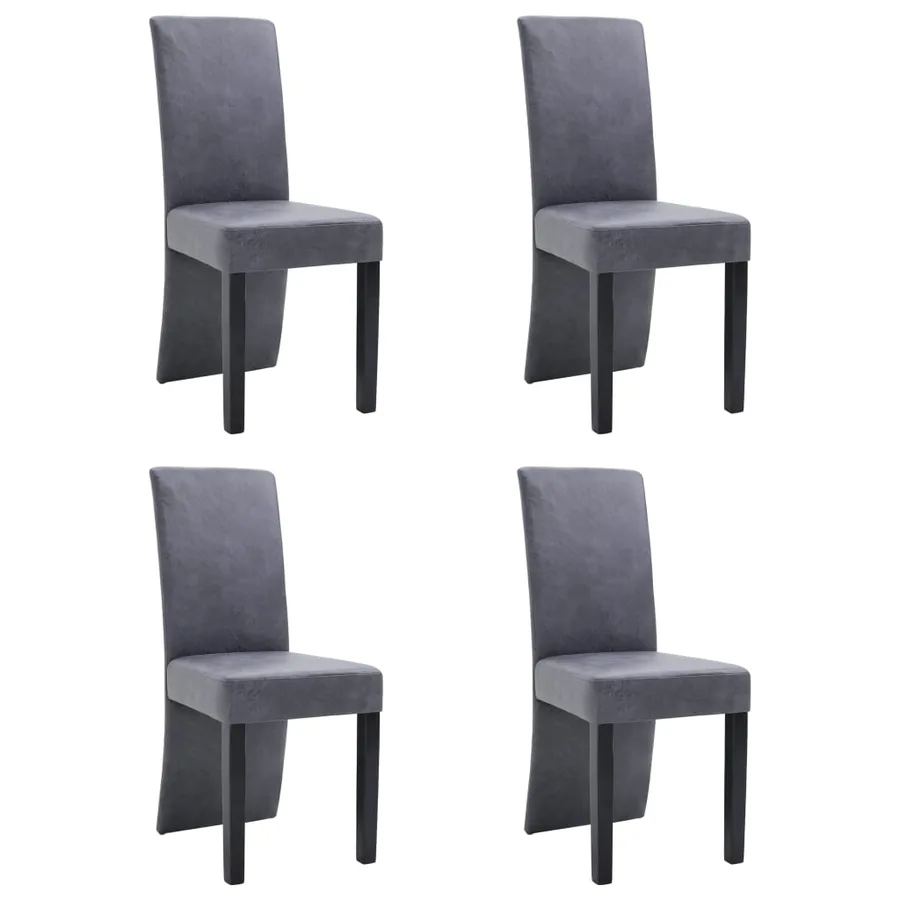 Chaises à manger lot de 4 gris similicuir daim - 2