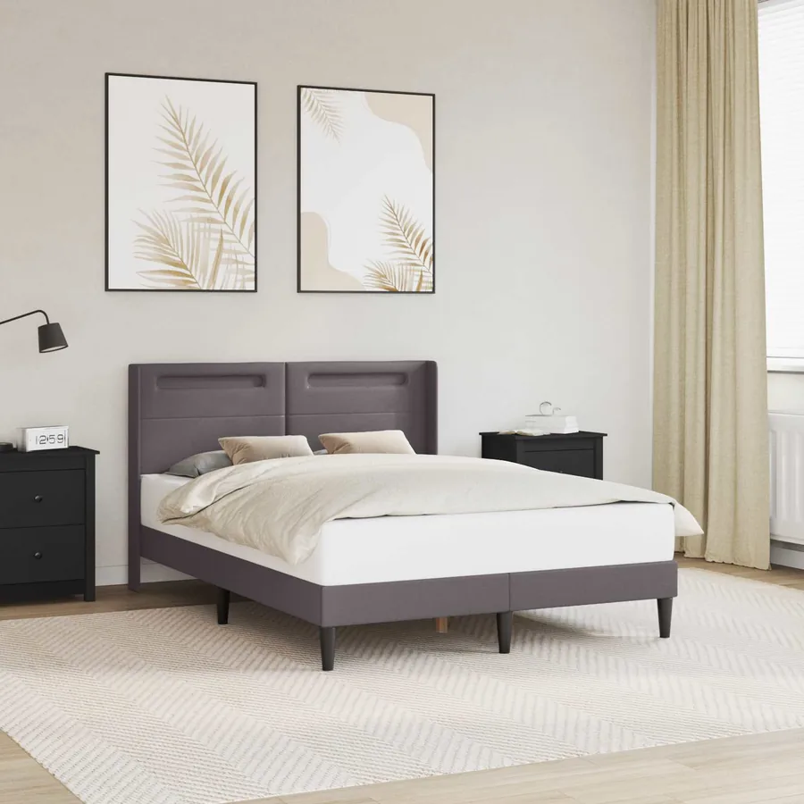 Cadre de lit avec bandes LED Gris 160 x 200 cm Simili cuir
