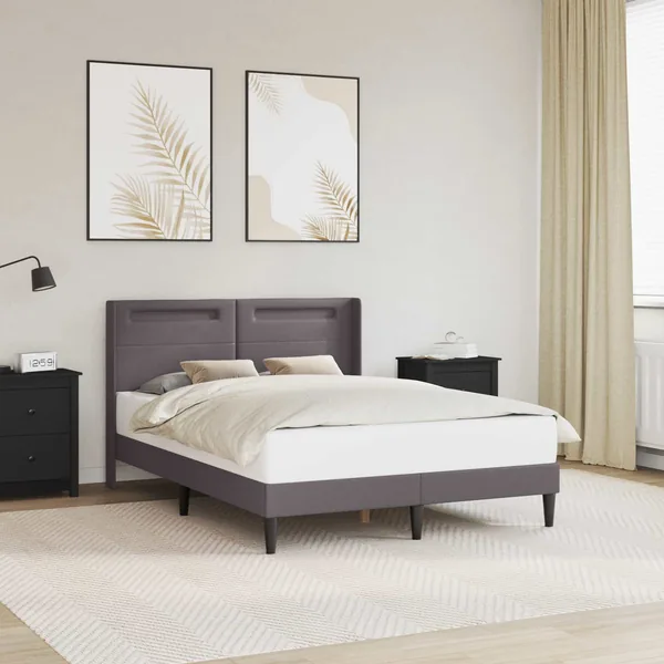 Cadre de lit avec bandes LED Gris 160 x 200 cm Simili cuir
