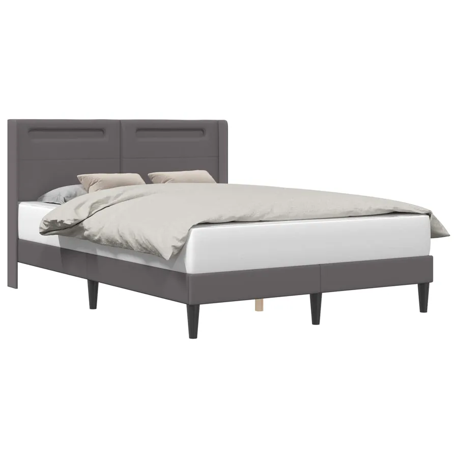 Cadre de lit avec bandes LED Gris 160 x 200 cm Simili cuir - 3