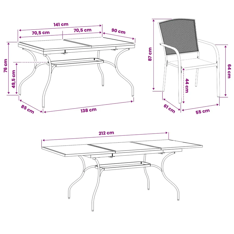 Ensemble de salle à manger pour jardin 7 pcs Anthracite - 10