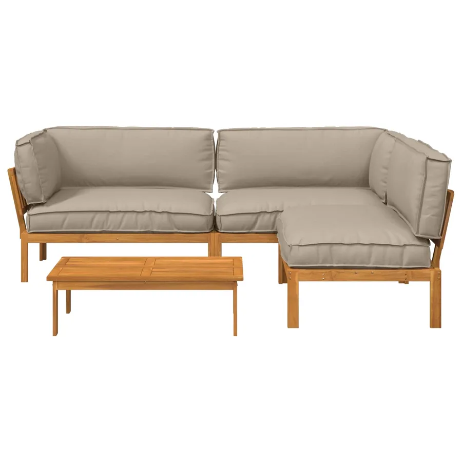 Ensemble de Canapés Uni 4 pcs Taupe Bois d'Acacia Massif - 10