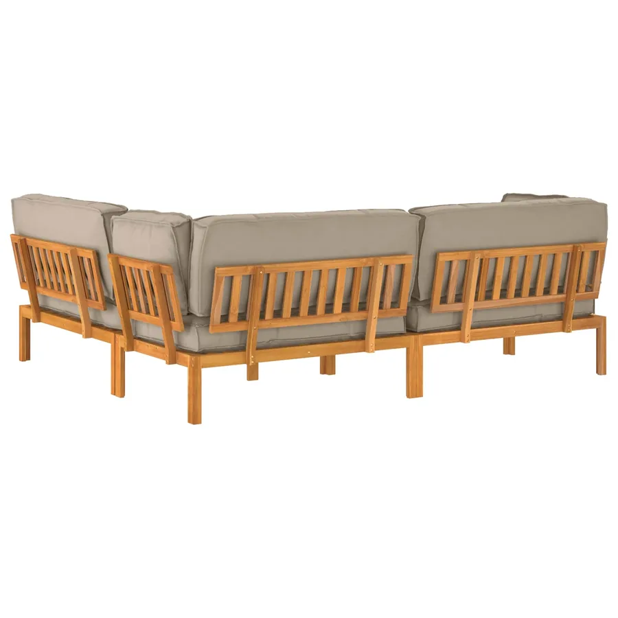 Ensemble de Canapés Uni 4 pcs Taupe Bois d'Acacia Massif - 12
