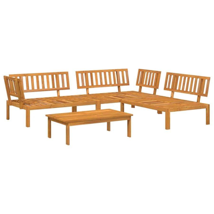 Ensemble de Canapés Uni 4 pcs Taupe Bois d'Acacia Massif - 3