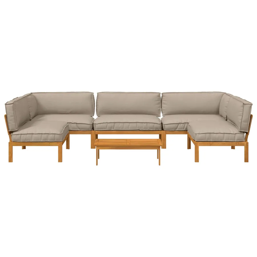 Ensemble de Canapés Uni 6 pcs Taupe Bois d'Acacia Massif - 10