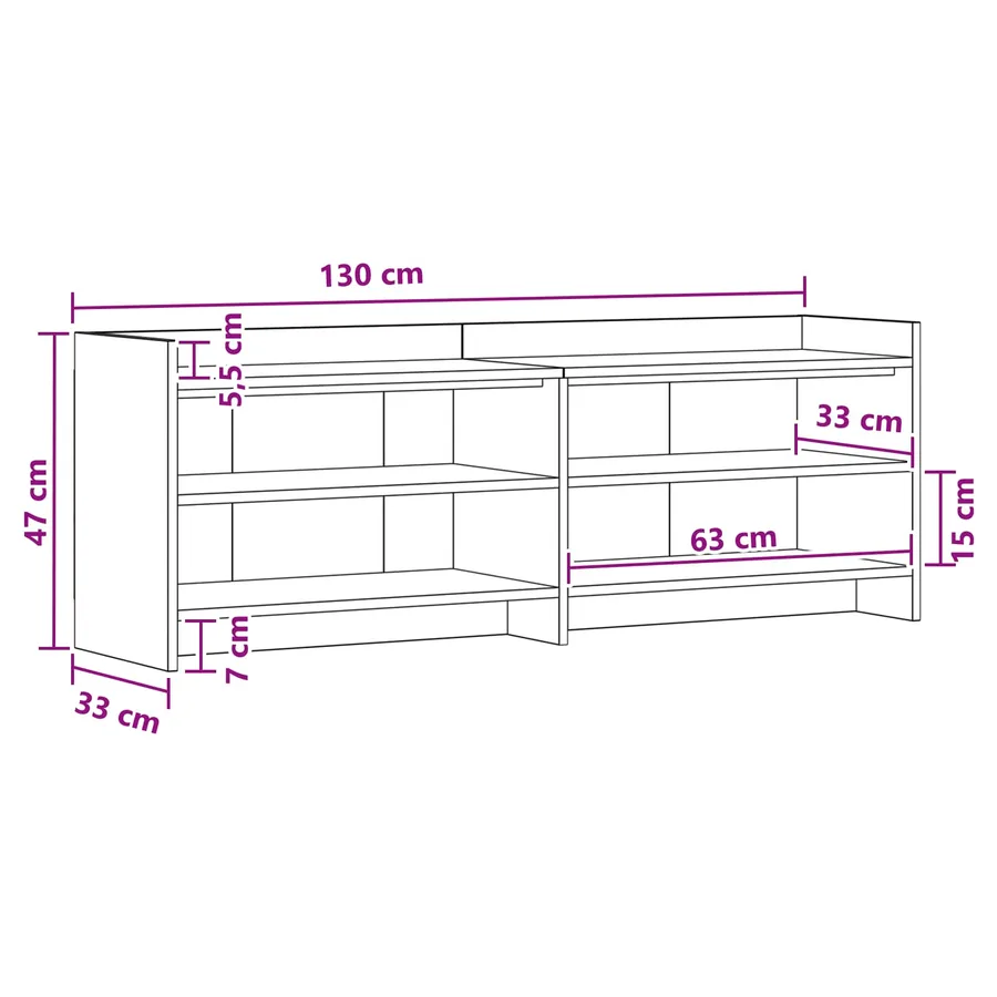 Meuble TV 135 x 33 x 47 cm Chêne artisanal Bois d'ingénierie - 9