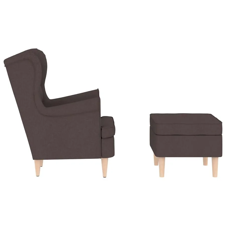 Fauteuil avec repose-pied Marron foncé Tissu - 5