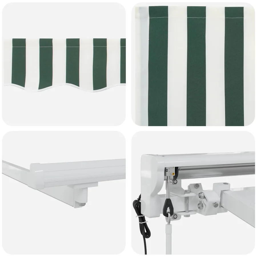 Auvent rétractable électrique Vert et blanc 3,5 x 2,5 m - 9