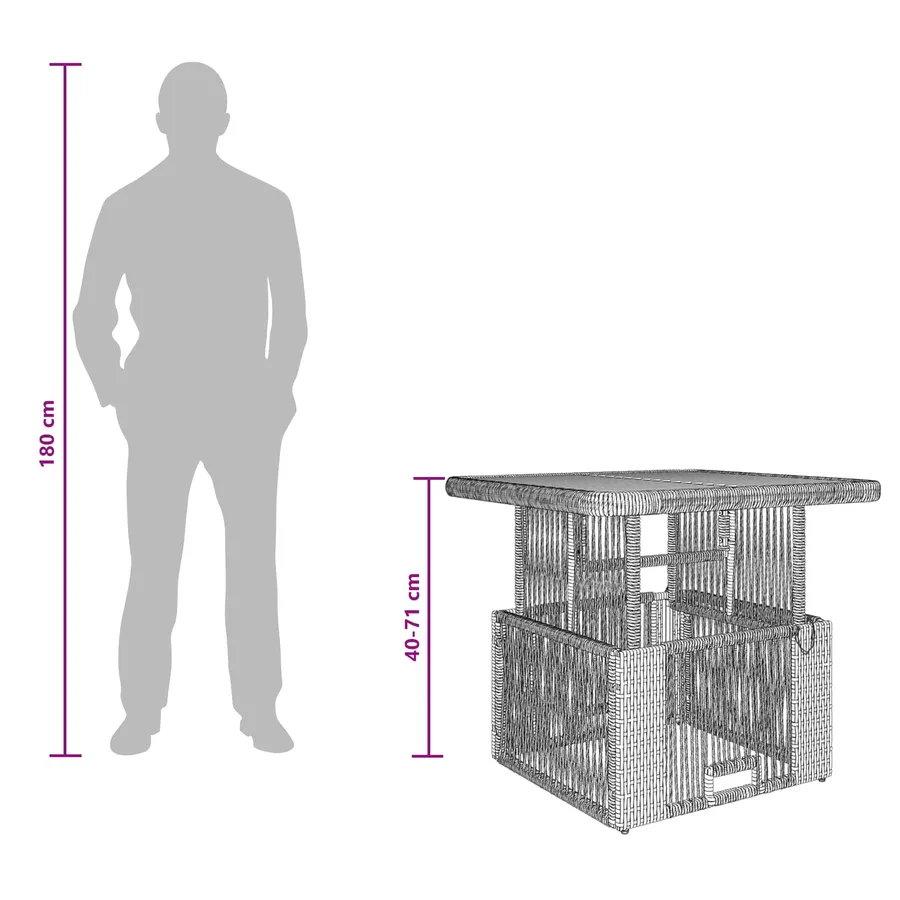 Ensemble de salle à manger pour jardin 3 pcs Gris et Gris foncé - 12
