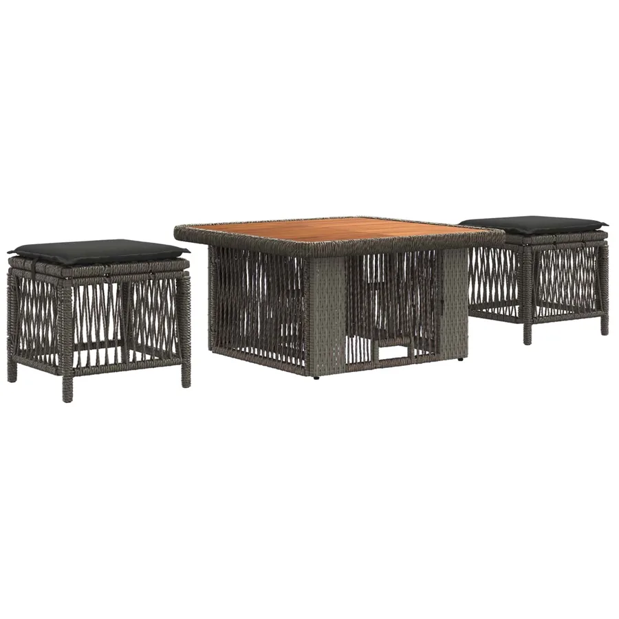 Ensemble de salle à manger pour jardin 3 pcs Gris et Gris foncé - 2