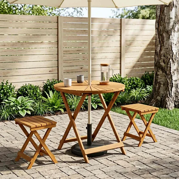 Table de jardin pliante Naturel Ø70 x 75 cm