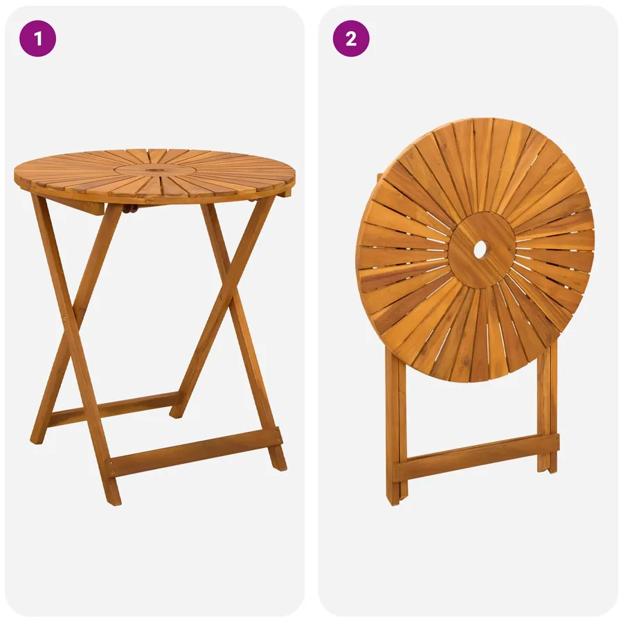 Table de jardin pliante Naturel Ø70 x 75 cm - 8