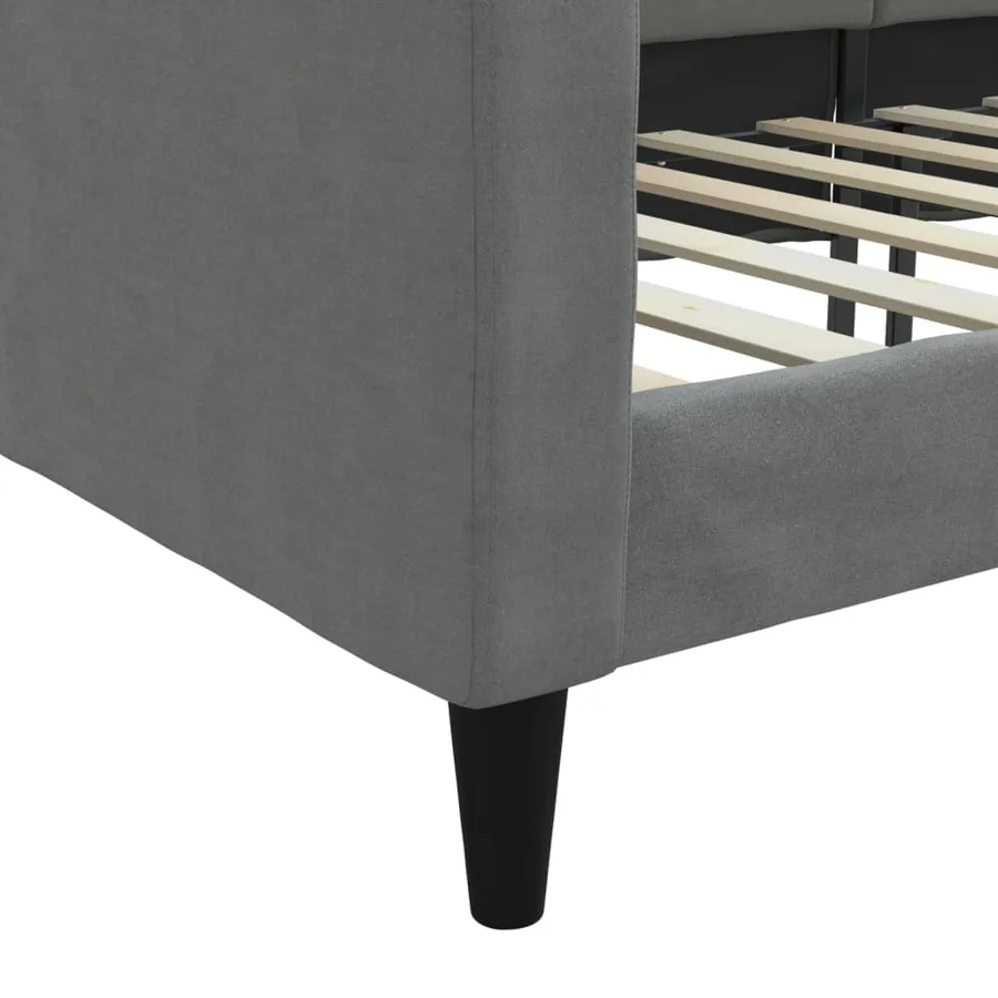Lit de jour gris foncé 100x190 cm tissu - 6