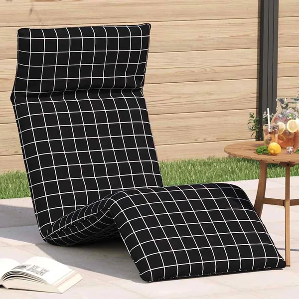 Transat pliant à carreaux noirs 175 x 54 x 8,5 cm tissu Oxford