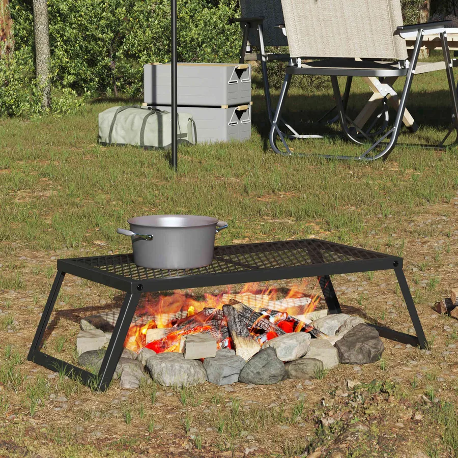 Gril de camping pliable Noir 58 x 31 x 2 cm Acier allié