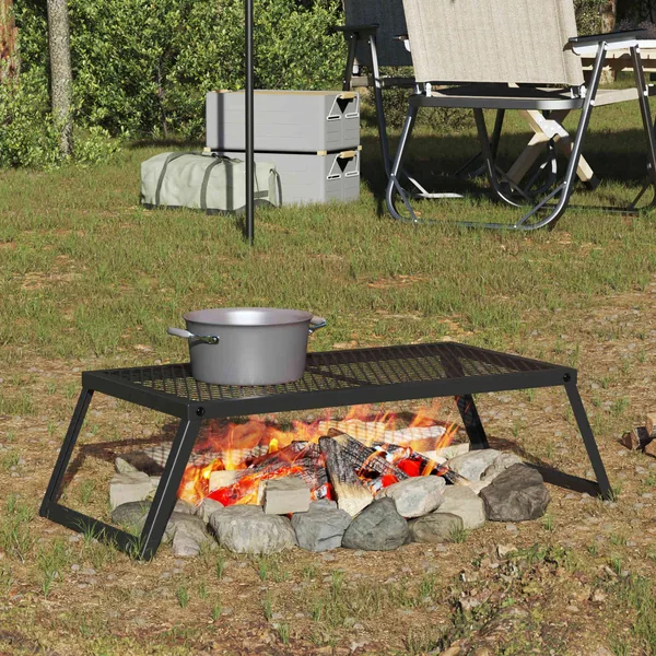 Gril de camping pliable Noir 58 x 31 x 2 cm Acier allié