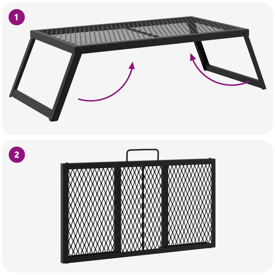 Gril de camping pliable Noir 58 x 31 x 2 cm Acier allié - 9