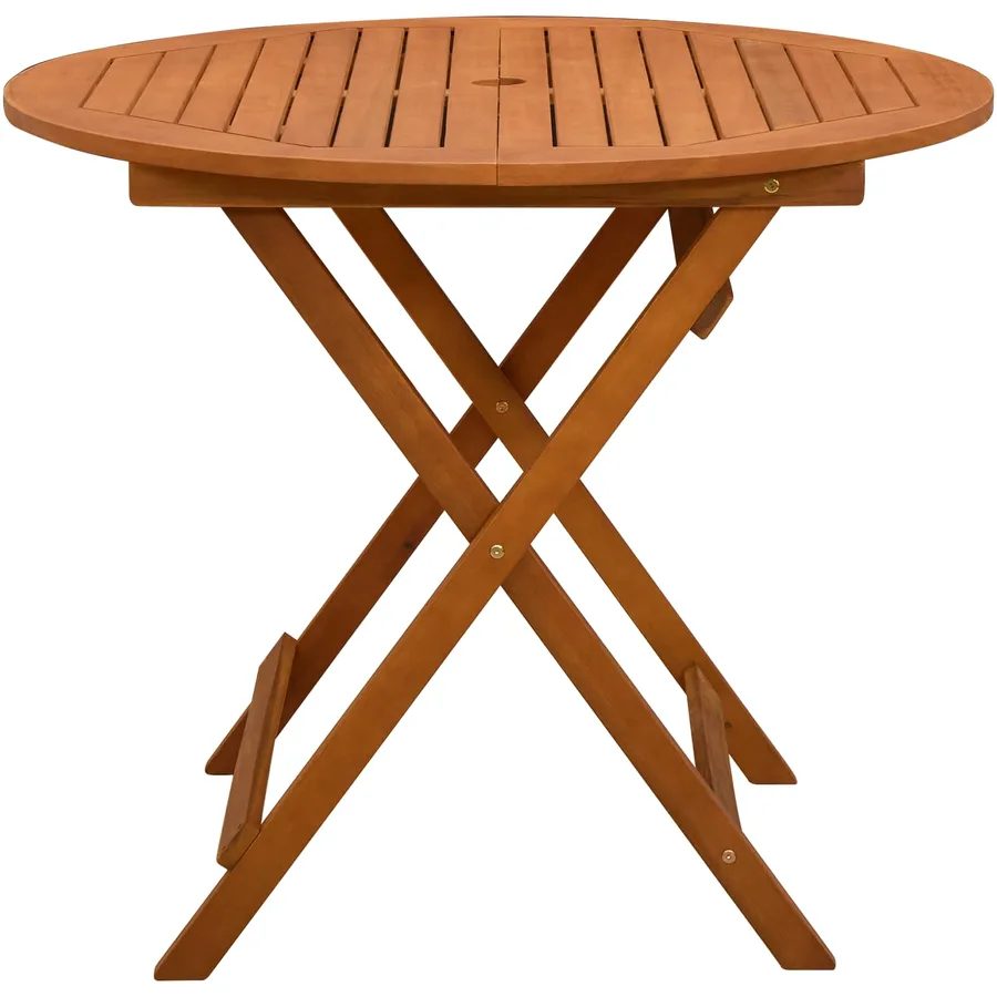 Table de jardin pliante Marron Ø 90 x 75 cm - 4