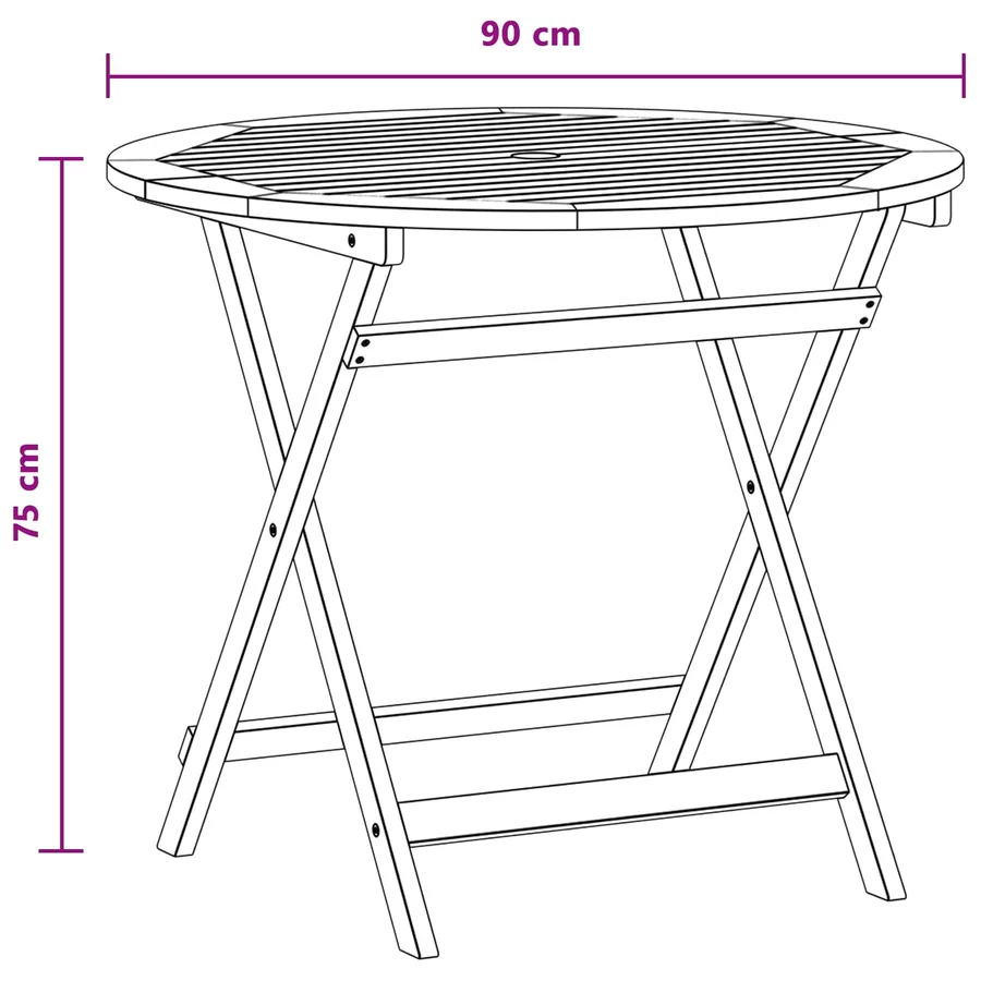 Table de jardin pliante Marron Ø 90 x 75 cm - 6