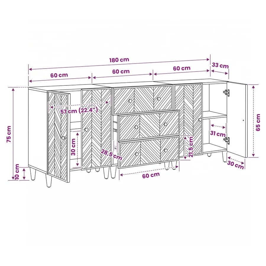 Armoires de rangement 3 pcs Marron 60 x 33,5 x 75 cm - 12