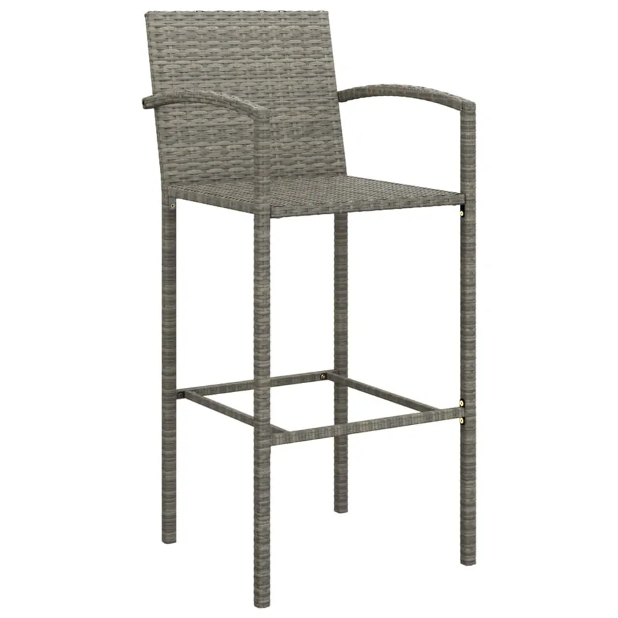 Ensemble de bar de jardin 9 pcs gris résine tressée - 5