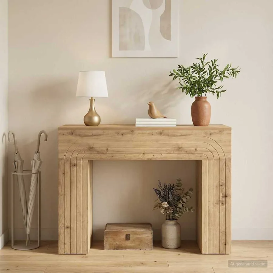 Table basse Chêne artisanal 102 x 35 x 75 cm Bois d'ingénierie - 4