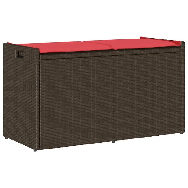 Banc de rangement extérieur coussin marron 100cm résine tressée