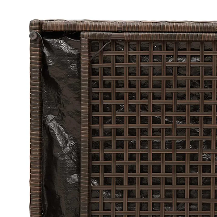 Banc de rangement extérieur coussin marron 100cm résine tressée - 10