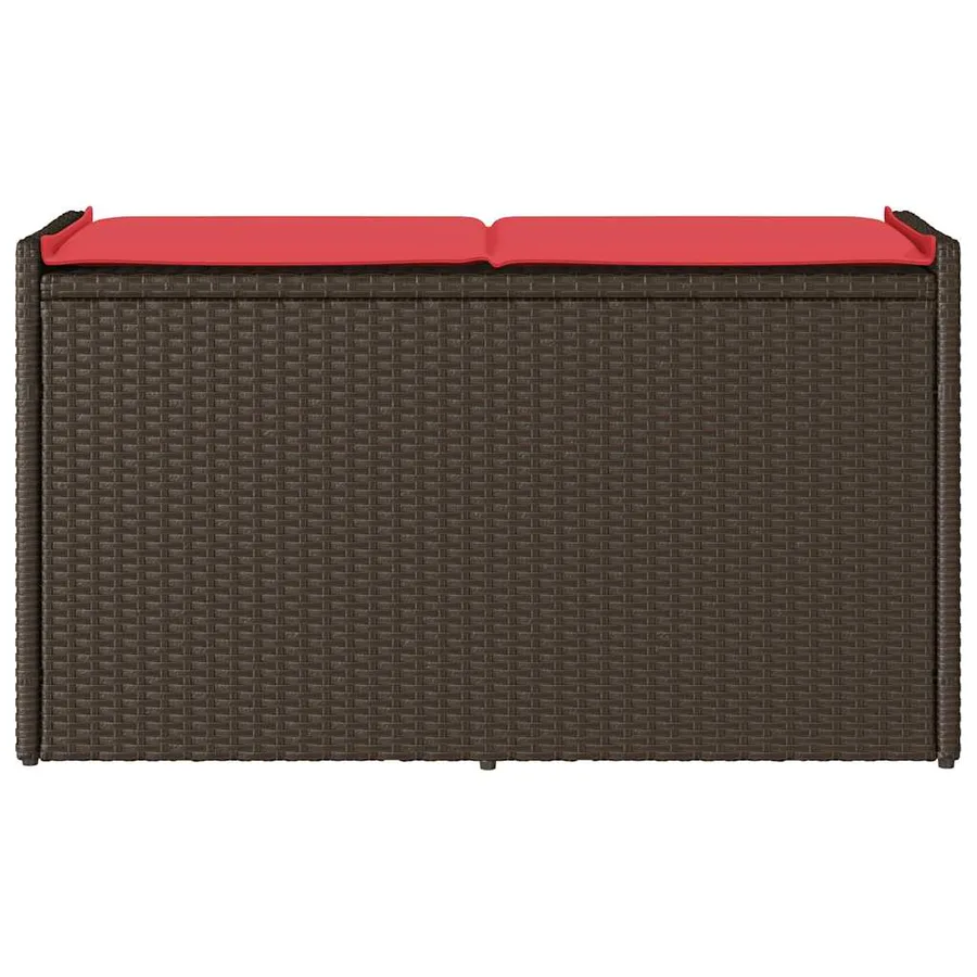 Banc de rangement extérieur coussin marron 100cm résine tressée - 4