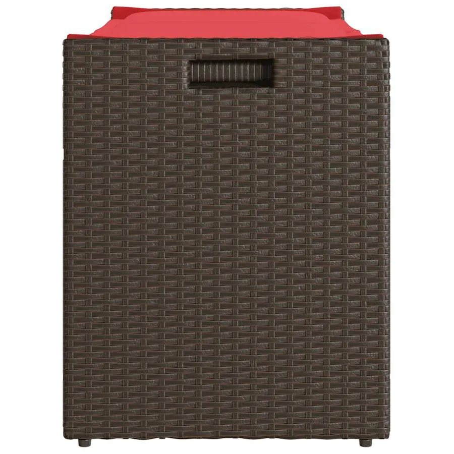 Banc de rangement extérieur coussin marron 100cm résine tressée - 5