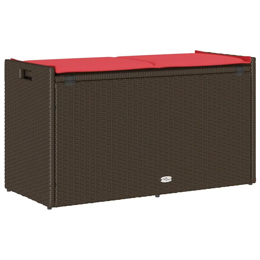 Banc de rangement extérieur coussin marron 100cm résine tressée - 6
