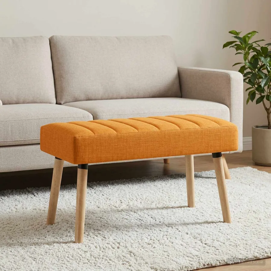 Banc capitonné canal Jaune foncé 80 x 40 x 46 cm Tissu