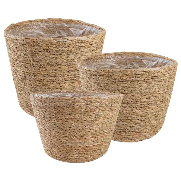 Paniers à plantes en herbe de mer 3 pcs Naturel Ø26 x 19 cm