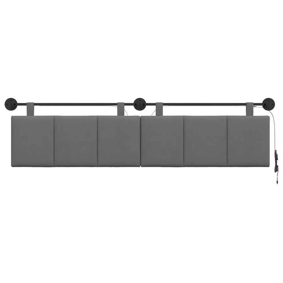 Tête de lit suspendue Avec lumière LED Gris foncé Tissu - 6
