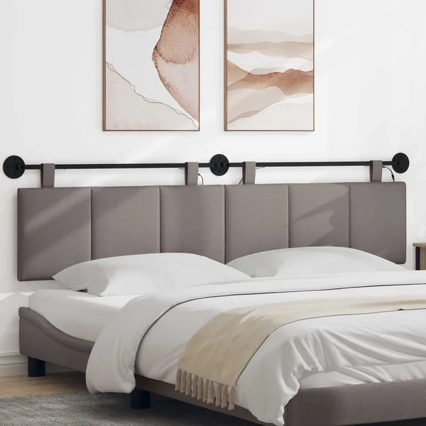 Tête de lit suspendue Avec lumière LED Taupe Tissu