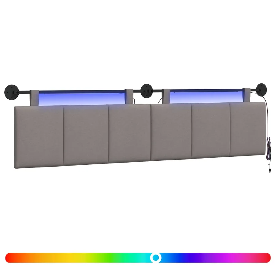 Tête de lit suspendue Avec lumière LED Taupe Tissu - 2