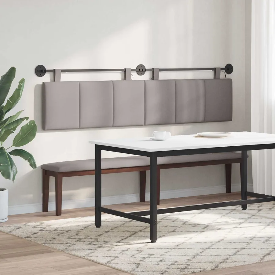 Tête de lit suspendue Avec lumière LED Taupe Tissu - 4