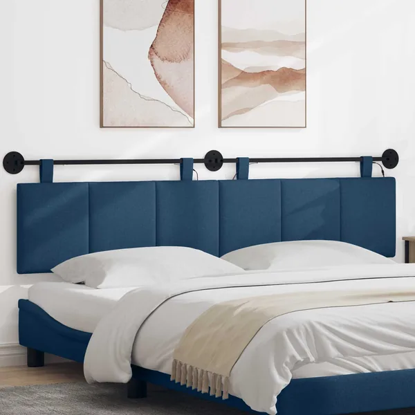 Tête de lit suspendue Avec lumière LED Bleu Tissu