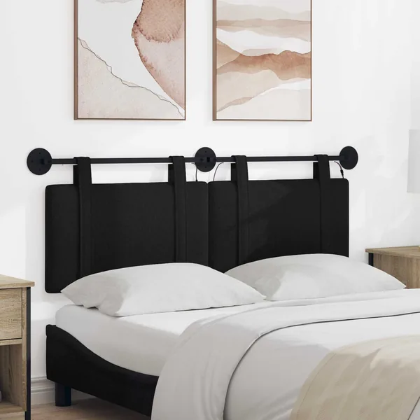 Tête de lit suspendue Avec lumière LED Noir Tissu