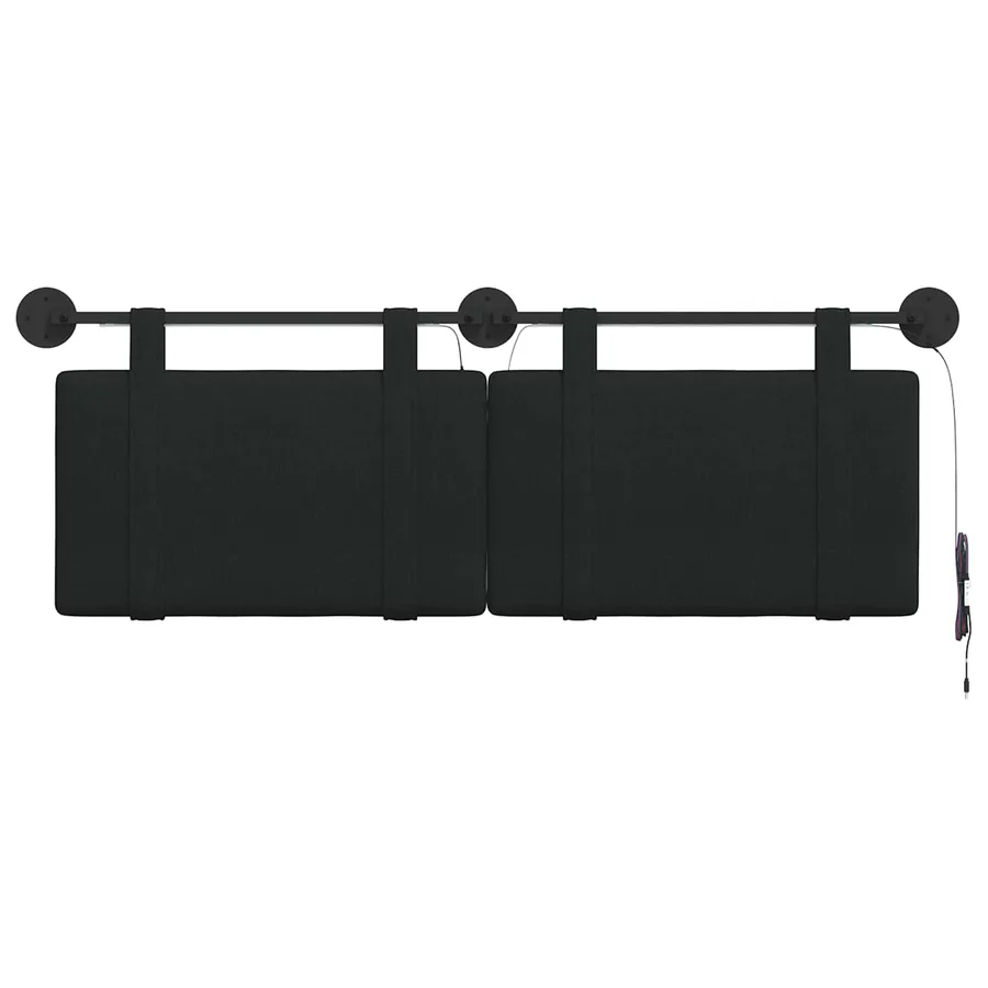 Tête de lit suspendue Avec lumière LED Noir Tissu - 6