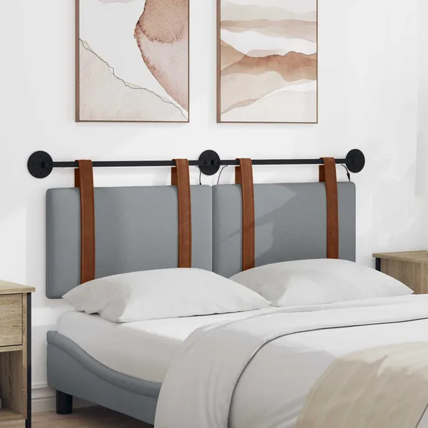 Tête de lit suspendue Avec lumière LED Gris clair PU antique