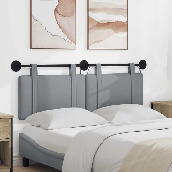 Tête de lit suspendue Avec lumière LED Gris clair Tissu